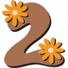 The number 2 is styled in brown with two orange, daisy-like flowers attached—one on the upper left and another on the middle right, symbolizing growth in infrastructure design. The background is transparent.