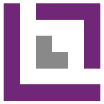 A geometric logo with a purple angular border forming the shape of an incomplete square or letter G and a smaller gray angular shape inside resembling a T, all on a white background.