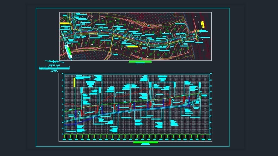 Architectural blueprints reveal a complex, stylized map by Mill Stone Development. Detailed structures and labeled sections unfold with colorful lines and symbols on a dark background, echoing both technical design and the surrounding terrains ecological intricacies.