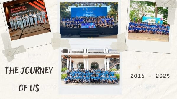 AXA Engineers – 9 Years of Steadfast Progress Toward the Future 7 Civil Engineering Outsourcing Banner for AXA Engineers’ 9th anniversary, highlighting civil engineering outsourcing with visuals of professionals working together at computers. The banner displays the message: “Happy 9th Anniversary. Go Further With AXA Engineers 2016-2025.” A “Best Workplaces Vietnam 2023” badge is featured in the top right corner, celebrating ongoing growth and achievements.