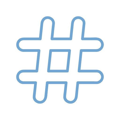 Civil Engineering Outsourcing A simple, thick, blue hashtag symbol centered on a light gray background, symbolizing civil engineering outsourcing services.