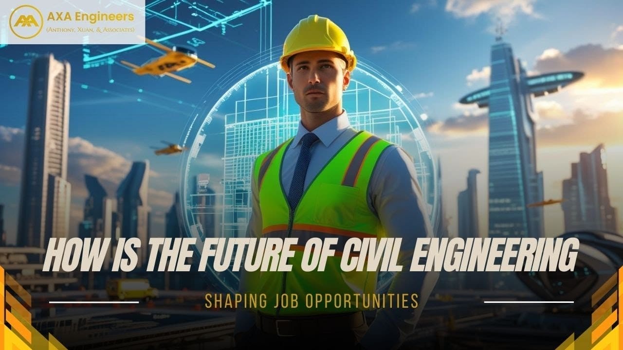 How Is the Future of Civil Engineering Shaping Job Opportunities? 3 Future of Civil Engineering Outsourcing A man in a hard hat stands before a futuristic skyline with drones. Text: How is Civil Engineering Outsourcing Impacting 2025 Careers?.