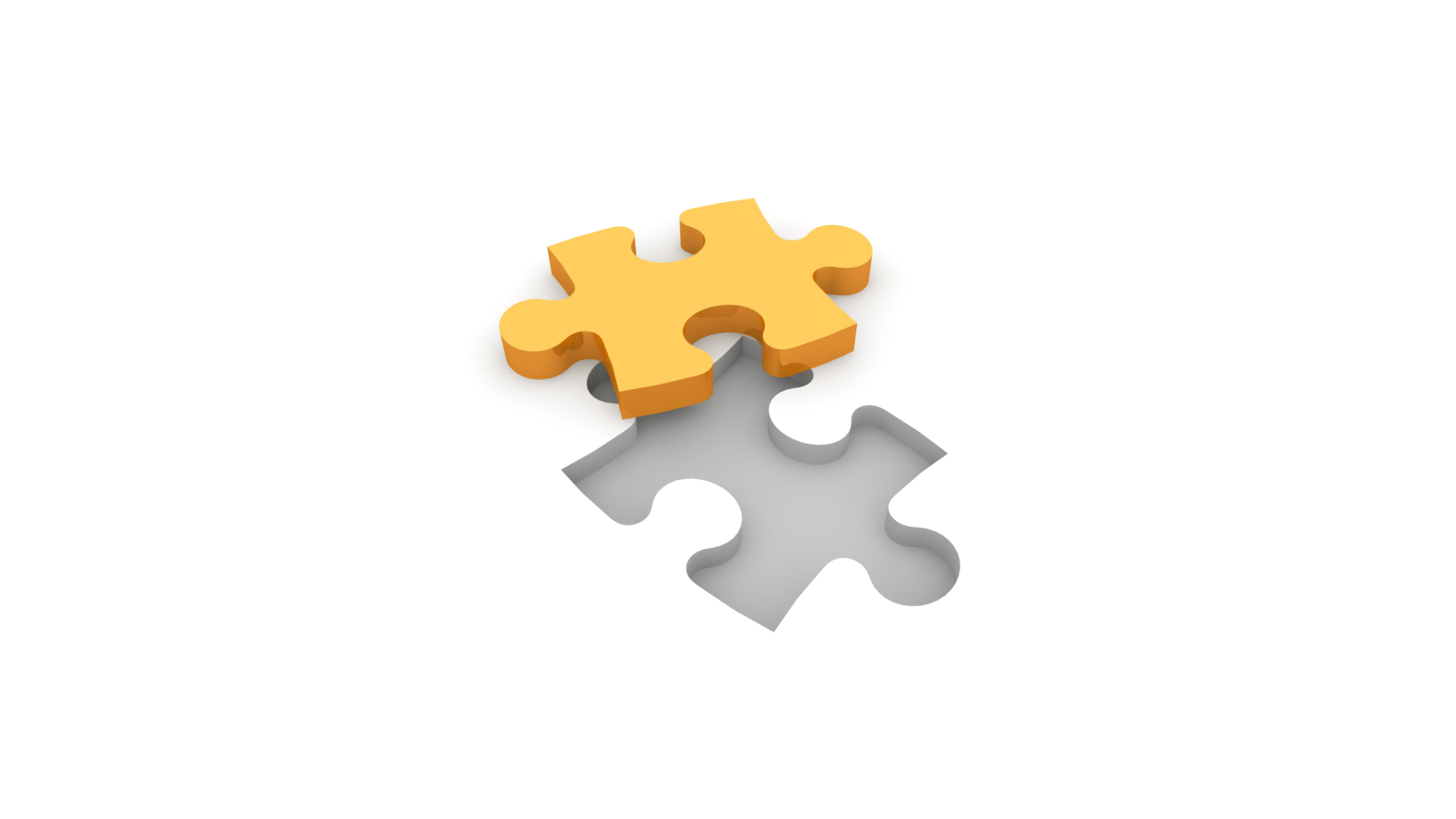 Civil Engineering Outsourcing A yellow puzzle piece above a gray slot on white, symbolizing how AXA Engineers expertly fit solutions for civil engineering outsourcing.